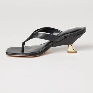 The Drop Black Sandals with gold Heels